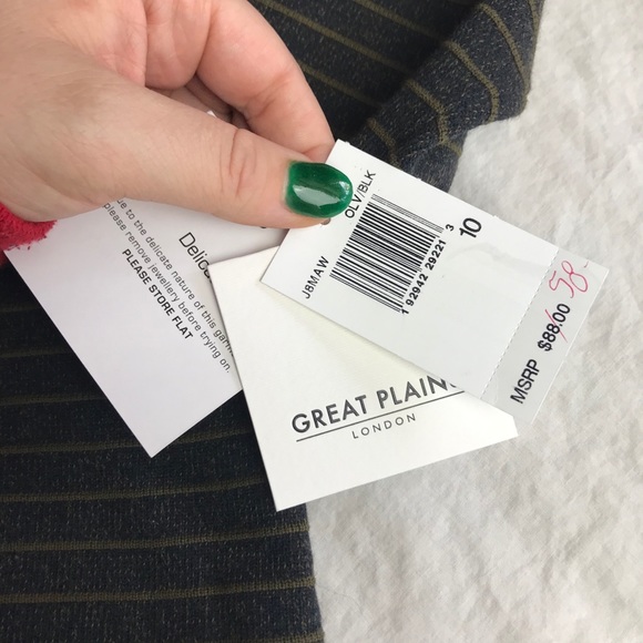 NWT Great Plains London Striped Olive Sweater - Picture 2 of 5